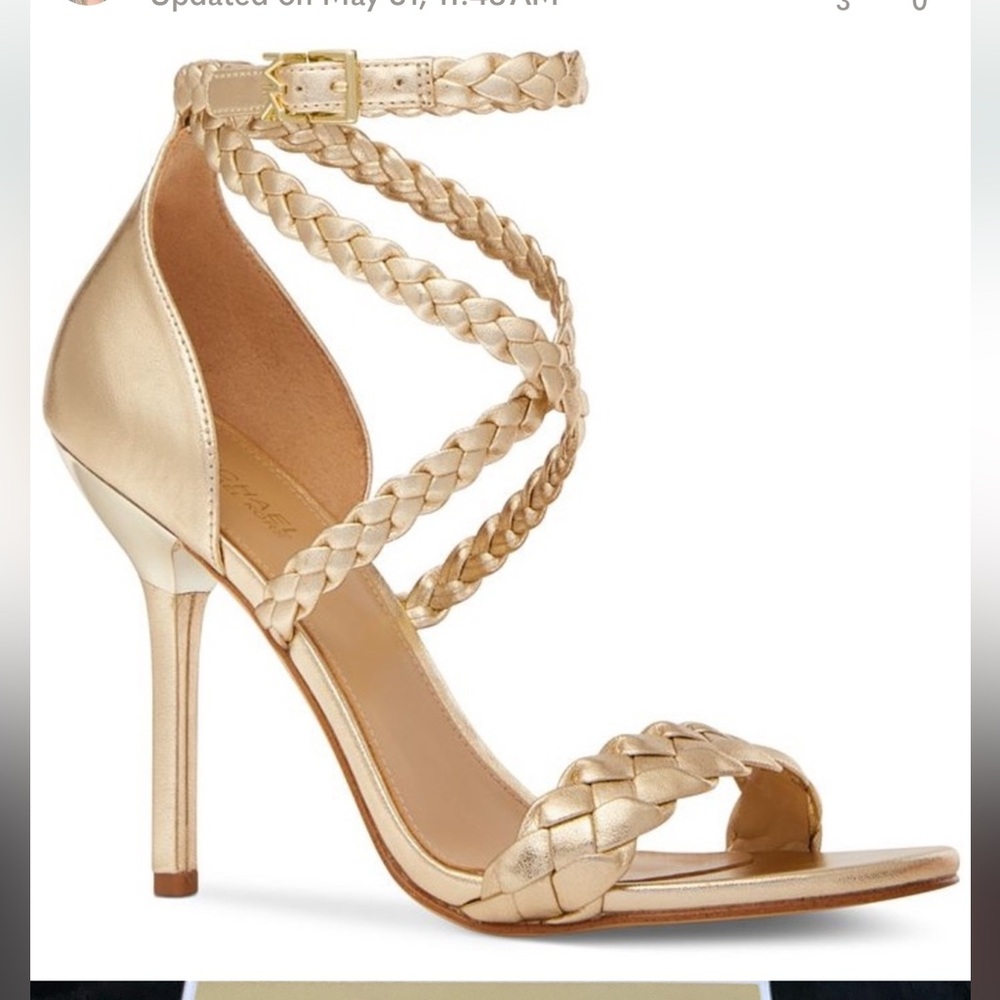 Michael Kors Astrid  Braided Metallic Faux Leather Sandal ✨Like new✨size 8